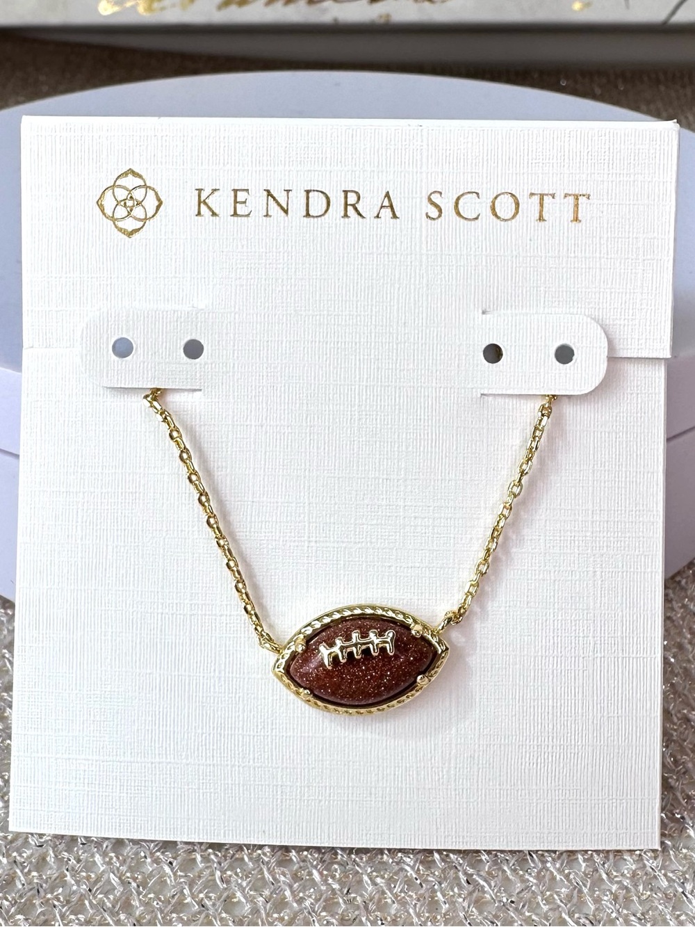 Kendra Scott Gold-tone Brown Football Pendant Necklace